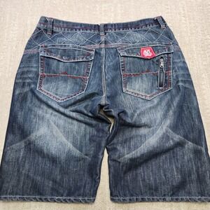 Vintage Y2K Denim Shorts Men 36 *READ Baggy Wide Leg Avirex Jorts Embroidered